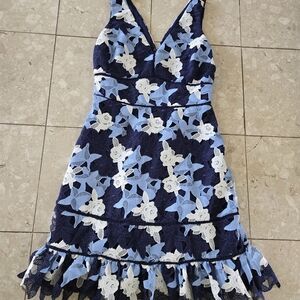 Vineyard Vines For The Kentucky Derby Dress Blue Roses - 6 Runs Small